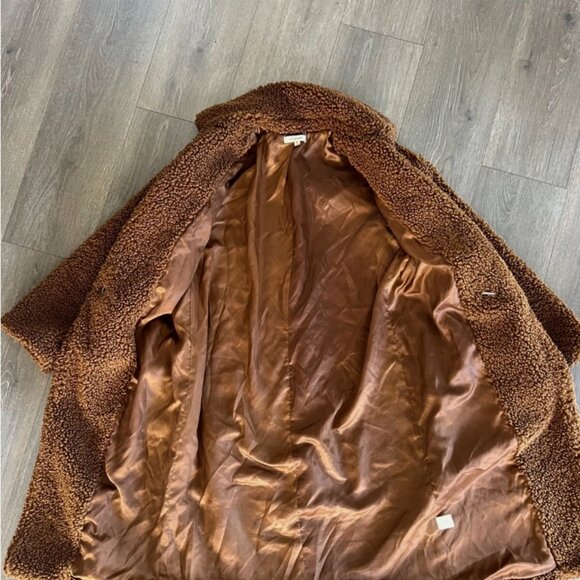 MAX STUDIO Teddy Notch Collar Faux Shearling Car Coat Size Medium - Picture 5 of 8